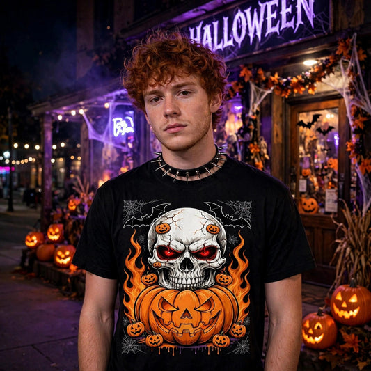 Skull Pumpkin Halloween T-Shirt mockup
