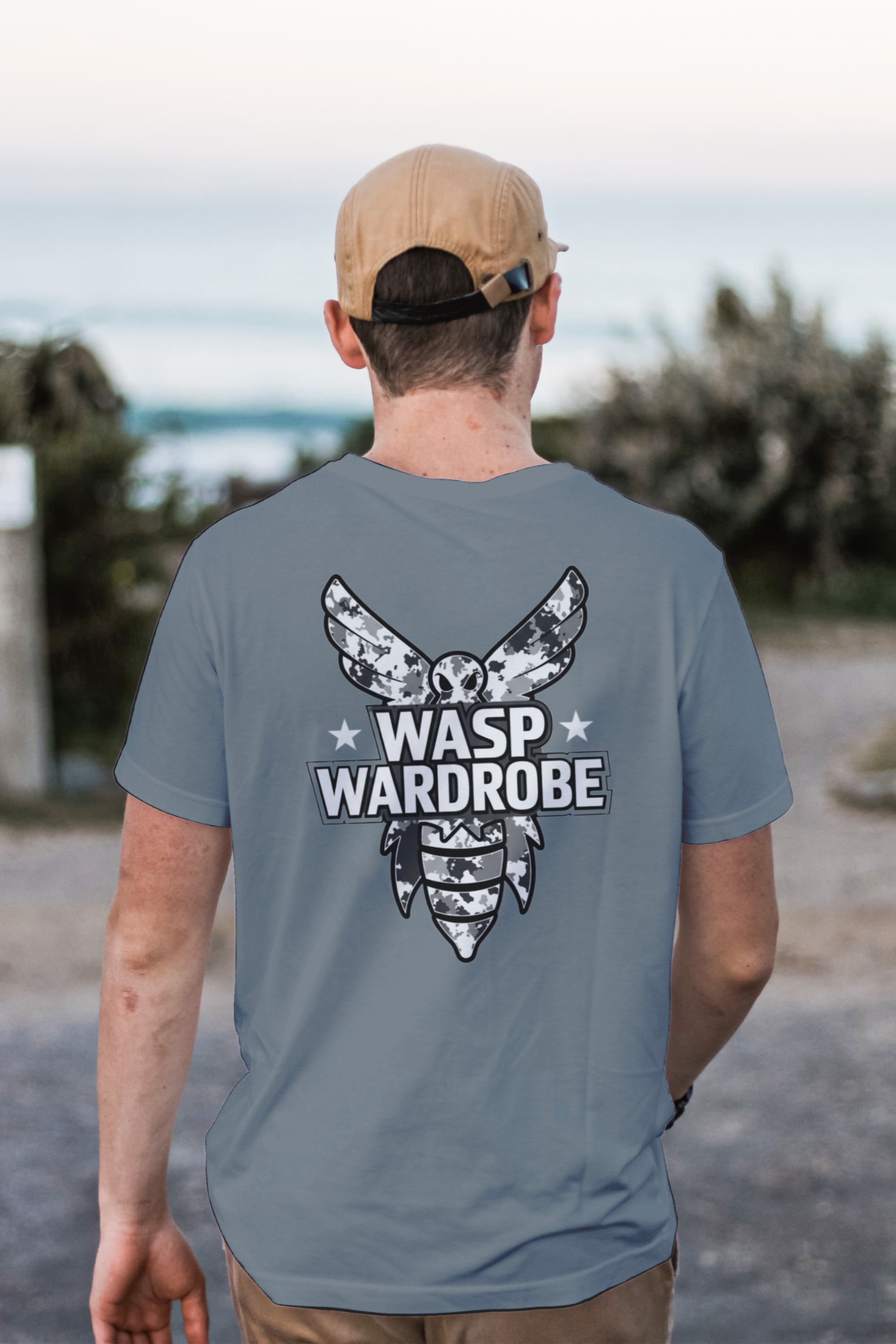 Short sleeve Wasp Wardrobe Gray Camo T-Shirt [Exclusive Wasp Wardrobe Desing]