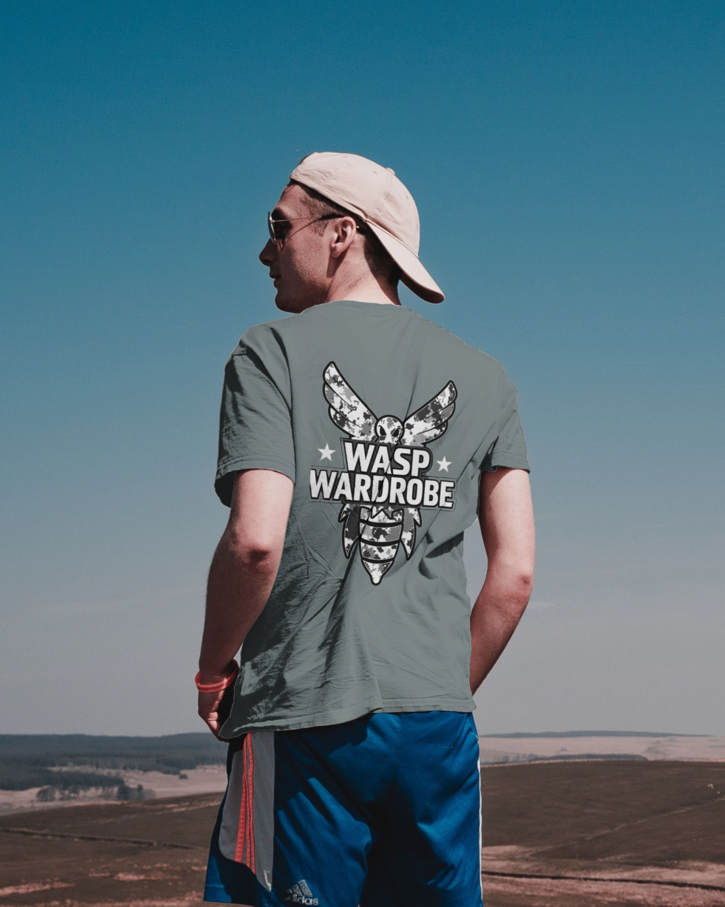 Short sleeve Wasp Wardrobe Gray Camo T-Shirt [Exclusive Wasp Wardrobe Desing]