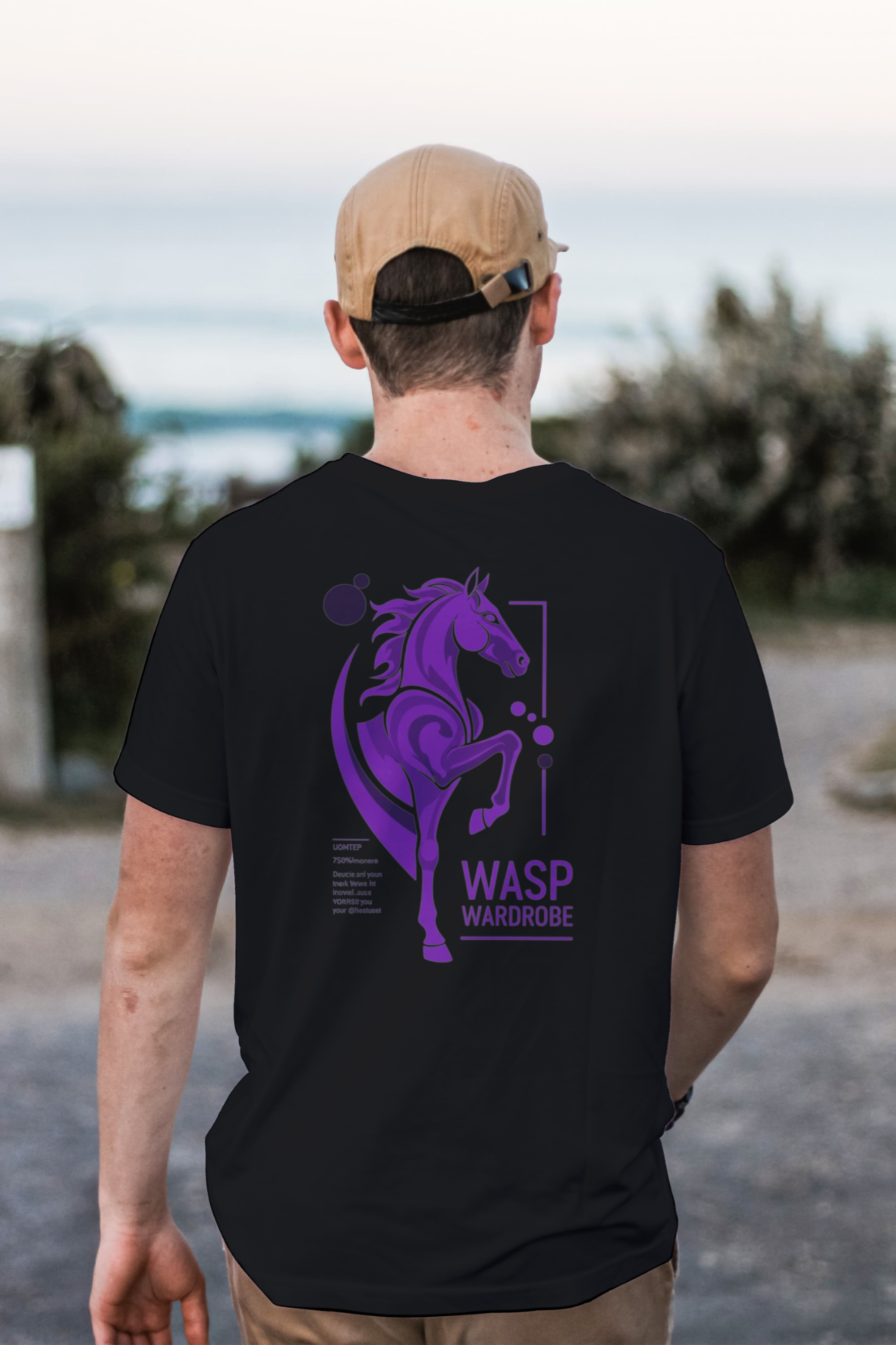 Short sleeve T-shirt (Purple  Horse) [Exclusive Wasp Wardrobe Desing]