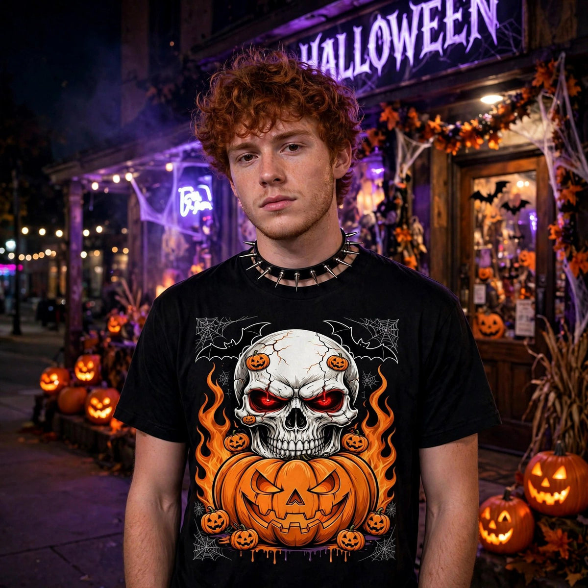 Skull Pumpkin Halloween T-Shirt mockup