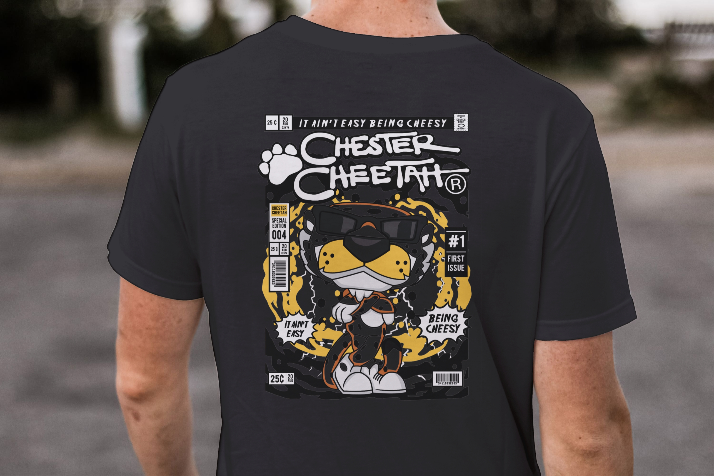 Dangerously Cheesy Legends: Chester Cheetah Pop-Art Graphic Shirt