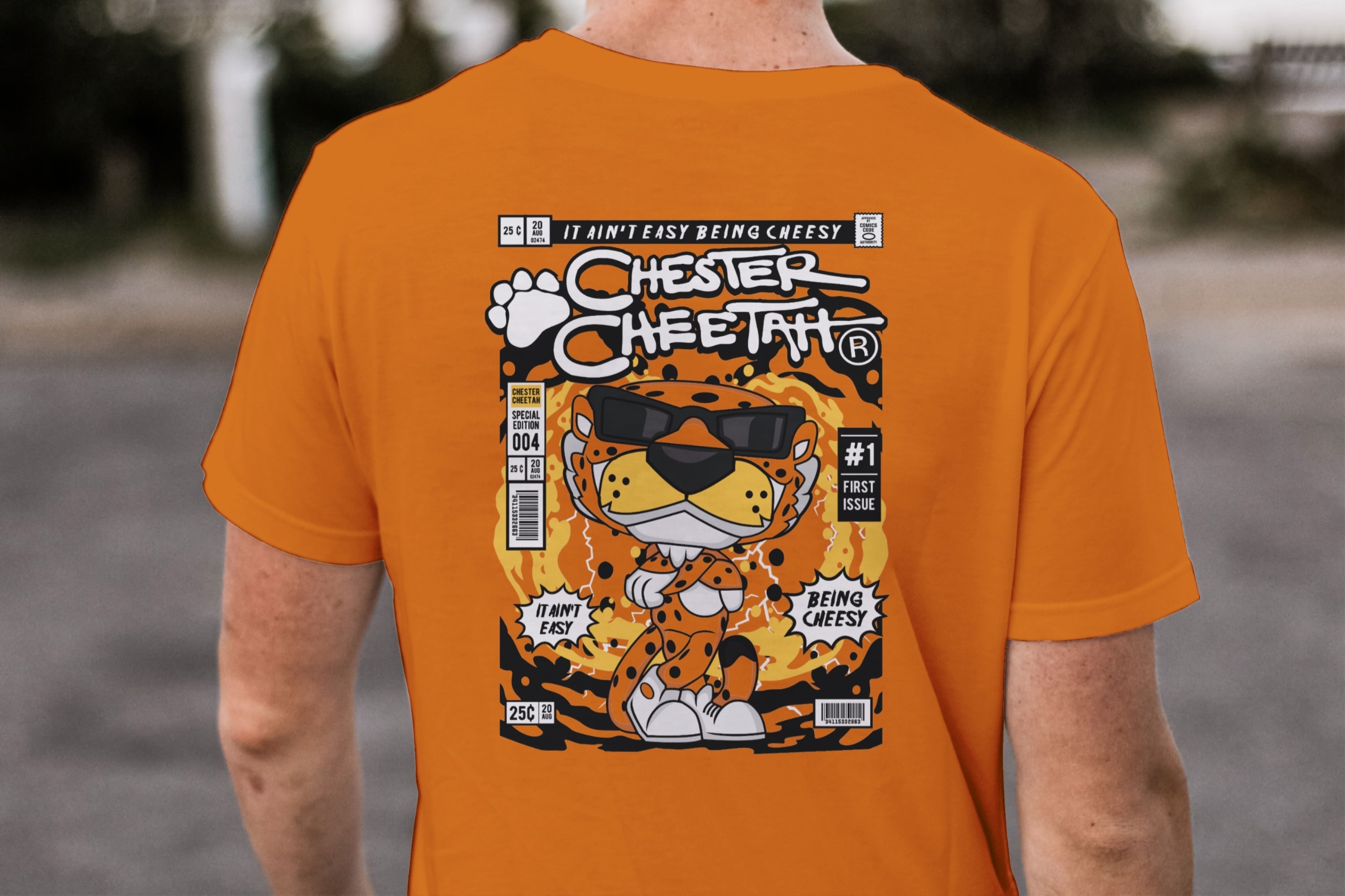 Dangerously Cheesy Legends: Chester Cheetah Pop-Art Graphic Shirt