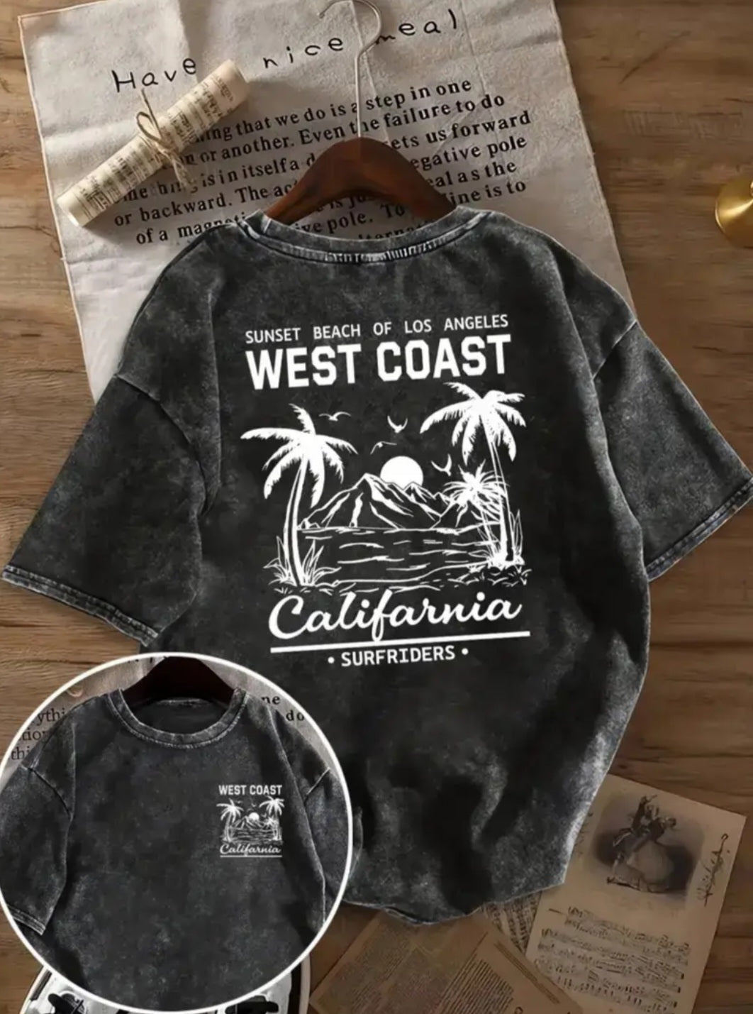 West Coast Acid Wash Oversized Tee | Vintage California